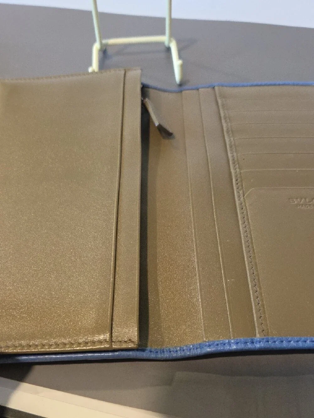 Bvlgari Blue Calfskin Leather Long Wallet